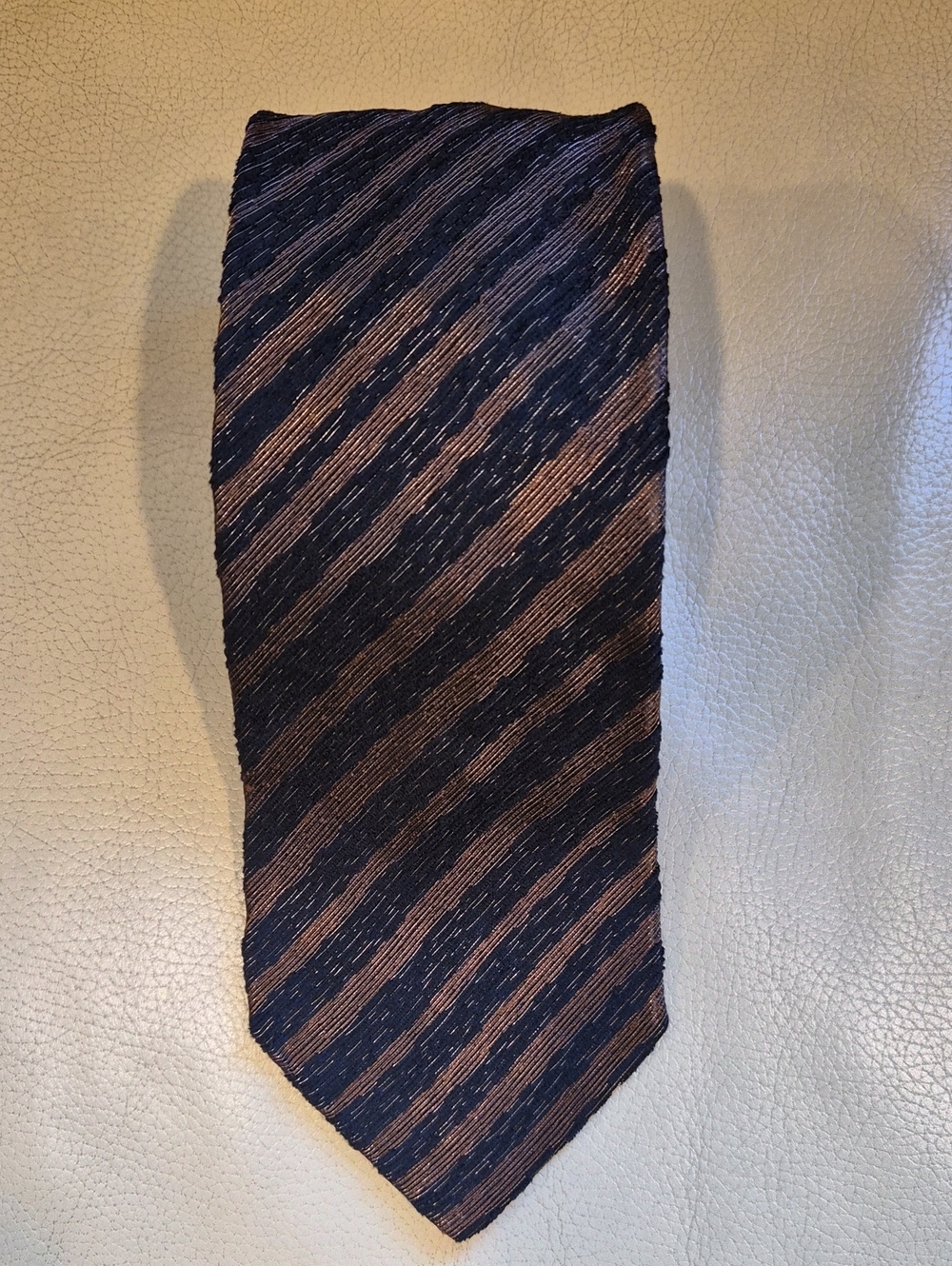Etro Black and Brown Diagonal Stripe Silk-Blended Tie With Lurex